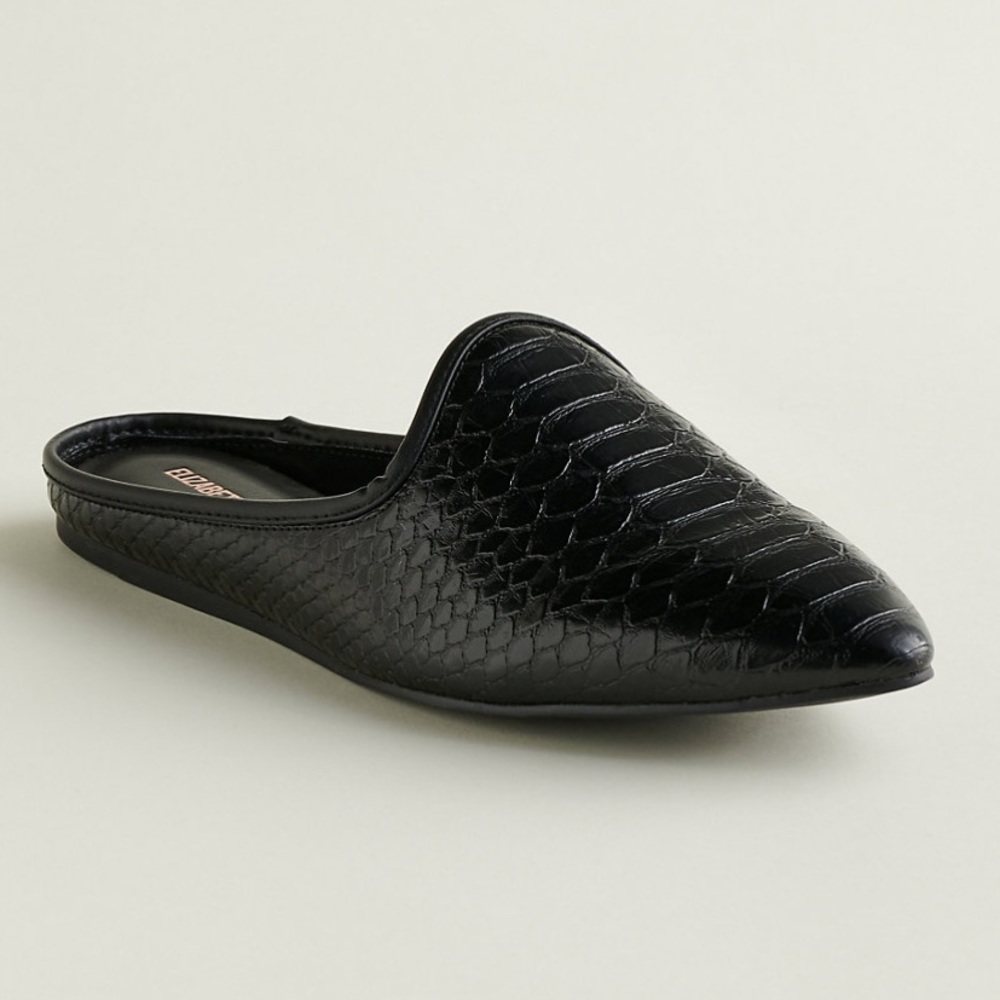 ELIZABETH & JAMES ALLIUM BLACK PHYTON SLIP ON MULES NEW IN BOX 9